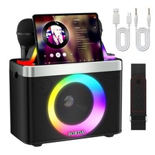 Portable Bluetooth Karaoke Machine for Adults  Kids - 2 Wireless Microphones...