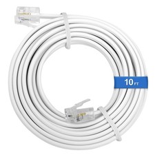 Phone Extension Line 10 FT White RJ11 6P4C Cord For Landline/Fax/Home/Office