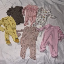 Newborn Lot Of Baby Girl Clothing Carters Modern Moments One Piece Sleepers