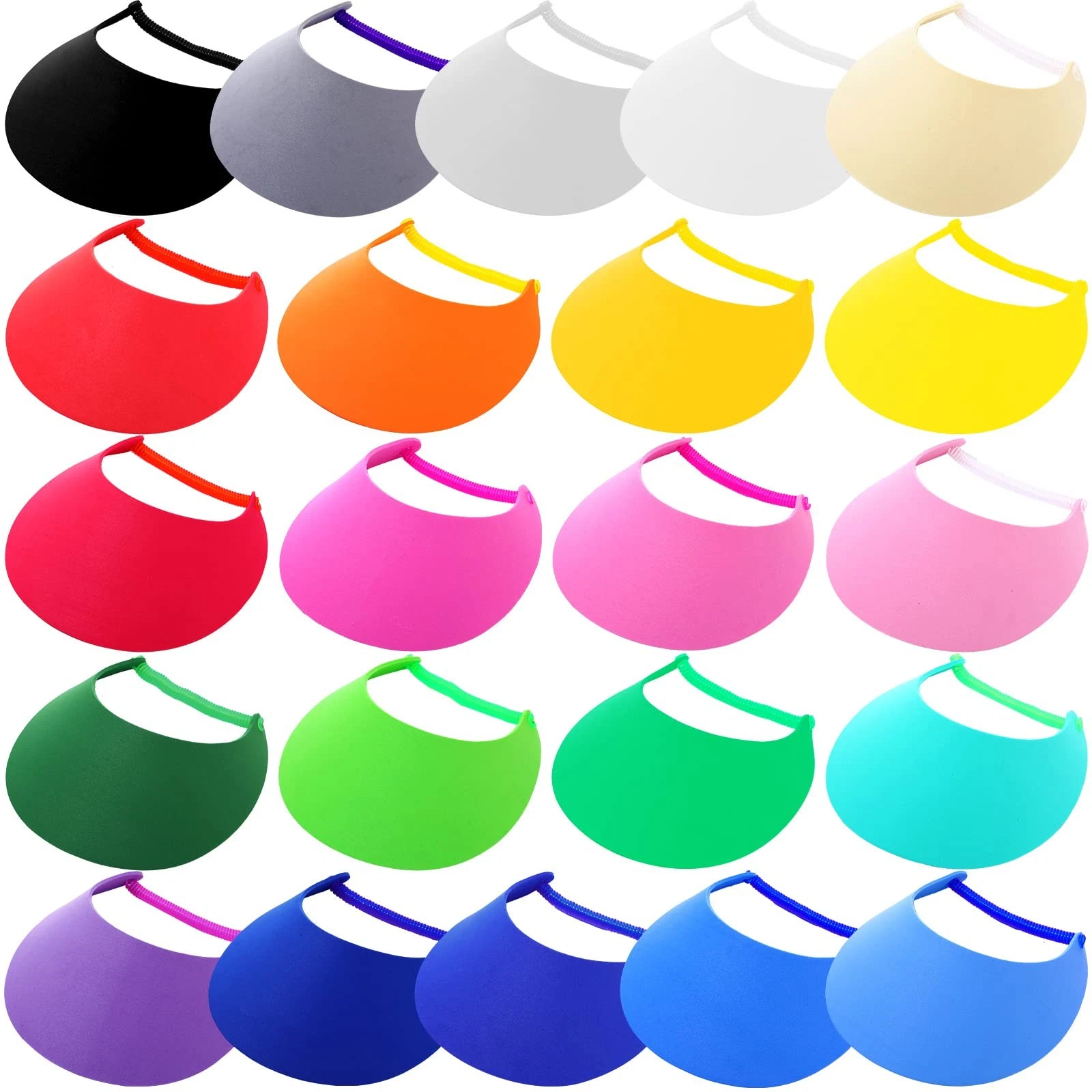 22 Pcs Foam Sun Visors for Bulk Adjustable DIY Blank Sun Hat Tennis Elastic V...