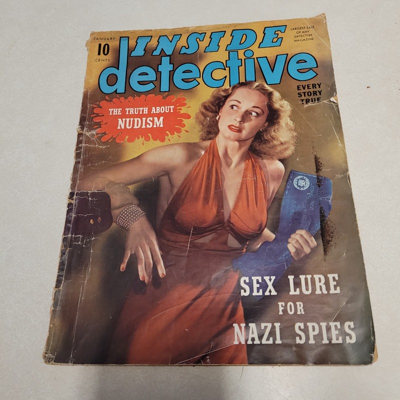 January 1942 INSIDE DETECTIVE Magazine Truth About Nudism Sex Lure for Nazi Spie