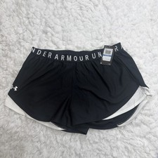 UNDER ARMOUR Women  s XL Shorts Running Training Gym Active Black White New 