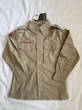 NWT Official Boy Scout Boy Scouts of America Long Sleeve Tan Shirt Youth Small
