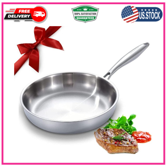 Whole Body Tri-Ply Stainless Steel 12Inch Frying Pan, Oven Safe Induction Skille