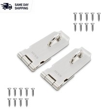 All-Purpose 4 Inch Padlock Hasp Latch - Polished Stainless Steel 2-Pack Locks