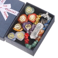 Seven-colored Stone Rune Stones Set with Engraved Elder Futhark Alphabet