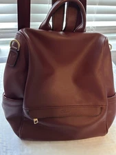 Cluci Backpack Vegan Leather Wine Color Handbag Travel Daypack Work Size 12 x 12
