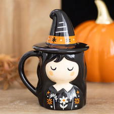 Frightful Folk Witch Lidded Mug 350ml | Ceramic Gothic Autumn