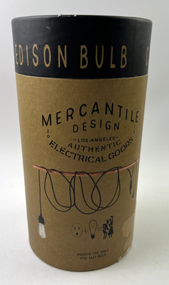 Mercantile Design Cloth Cord 12Ft Pendant Lamp & 60W Edison Bulb NEW Open Box