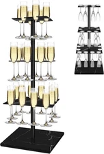 Tower with Marble Base,26 Slots Champagne Display Rack Designed for Serving and