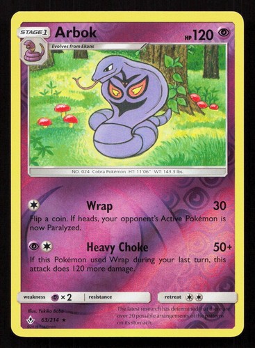 ARBOK 63/214 Pokemon UNBROKEN BONDS Reverse Holo