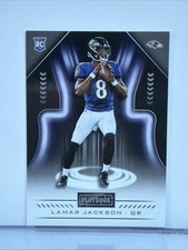 2018 Panini Playbook Lamar Jackson RC Rookie Card #148 Baltimore Ravens. rookie card picture