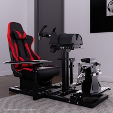 Used-hottoby Flight Racing Sim Cockpit With Seat Fits Logitech Thrustmaster