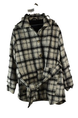 Marks & Spencer Womans Belted Collared overshirt Shacket Check Size 14