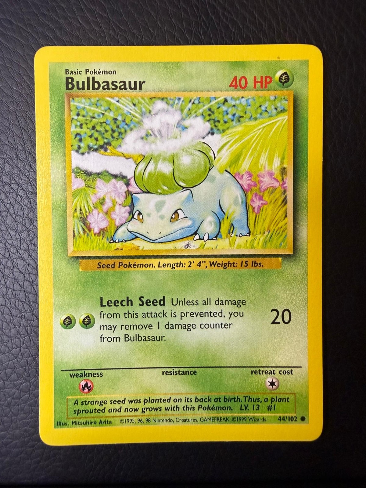 LP Base Set Unlimited Bulbasaur 44/102 Common Pokemon
