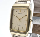 Vintage 1987 [N MINT] SEIKO Dolce 9531-5160 28mm Gold Dial Qz Men's Watch JAPAN
