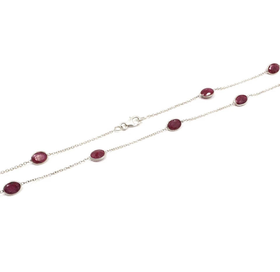 103 cm collier collana extra lunga argento 925 gioiello catenina spinello... - Immagine 3 di 4