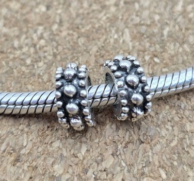 2 X Authentic Silver Beaded Bali Spacer European Charms Bead Lot
