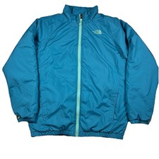 The North Face Reversible Jacket Girls Size XL 18 Mint Green/blue Warm Pockets