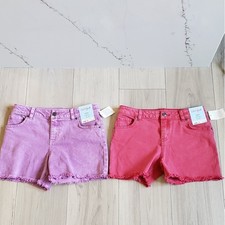Cat Jack Shorts Girls 14 Purple Pink 2 Pc Bundle Frayed Hem Stretch Denim