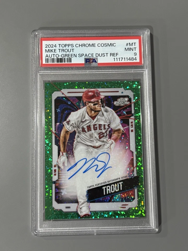 2024 TOPPS CHROME COSMIC AUTOGRAPH #MT MIKE TROUT 21/75 PSA 9 - Green Space Dust - Image 2 of 4