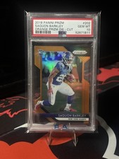 2018 Panini Prizm Saquon Barkley Orange Prizm Die-Cut Rookie Card PSA 10 /249. rookie card picture
