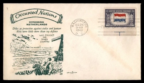 Mayfairstamps US FDC 1943 Flag of Netherlands First Day Cover aaw_35509