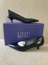 Stuart Weitzman Poco Patent Kitten Heel Shoes Sz 5.5 New In box Black Designer