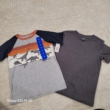 NWT Boys Youth T-Shirts Tee Lot Of 2 Dinosaur Plain Size 7 B20