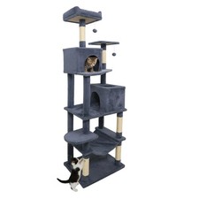70  Cat Tree for Indoor Cats w/Padded Top Perch, Dual Condos, Hammock, Platforms