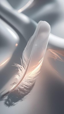 White Feather Glossy Reflection Wallpaper Calm Clean Aesthetic Phone Background