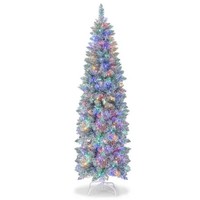 180 cm Slim Pencil Christmas Tree with 475 Branch Tips and 250 Colorful LED Ligh