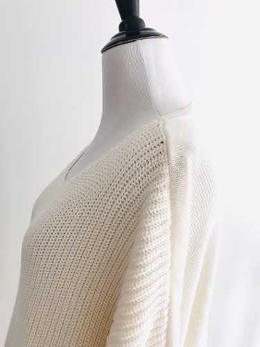 Chicos High and Low Pullover Sweater Size 3 Beige 3/4 Sleeves Knit - Picture 6 of 10