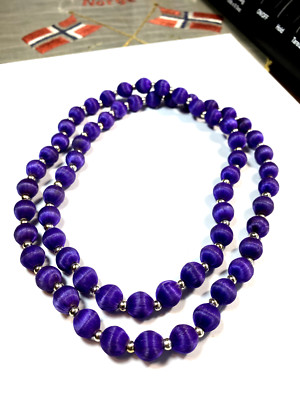 Vintage Purple Necklace Graduated Fabric Thread Beads 30''  L(@@)K VERY C@@L