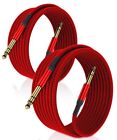 2 Pack 10Ft 1/4 Inch Guitar Cable 6.35mm Electric Guitar Bass Amp Speaker Cord