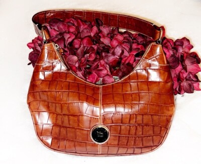 DOONEY BOURKE Y2K Brown Croc Leather Shoulder Bag