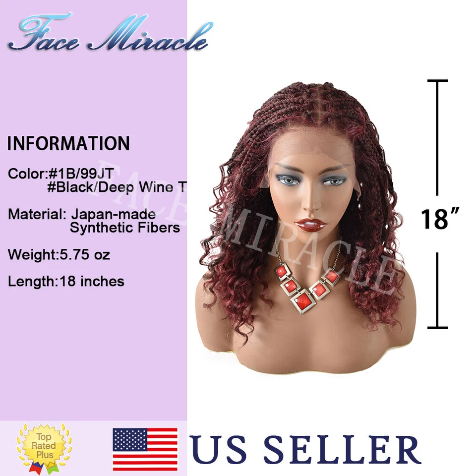 Peluca trenzada de caja de 18" para mujer negra trenzas delanteras de encaje pelucas retorcidas sintéticas Foto 4 de 4