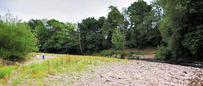 Photo 12x8 River Usk low water at Llanellen Bridge Beili-glas Very low wat c2010