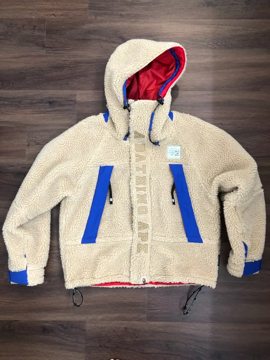 A Bathing Ape BAPE Boa Snowboard Jacket, Beige Fleece FW19 Size L Large