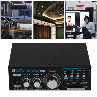 Schwarz Bluetooth Verstärker HiFi Stereo Amplifier 2 Kanal Mini Audio Verstärker