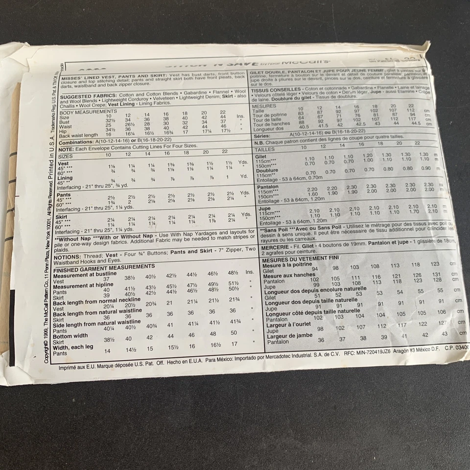 Easy Stitch 'n Save 2282 Size 16-22 Misses' Lined Vest Pants and Skirt - Image 2 of 2