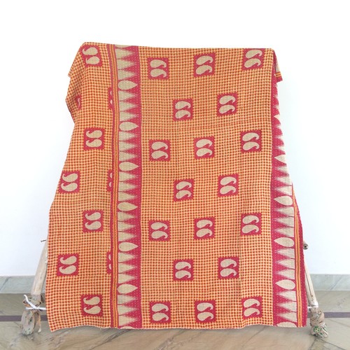 Reversible Blanket Kantha Quilt Blanket Indian Vintage Bedding Quilt Gudari Lot - Picture 22 of 33