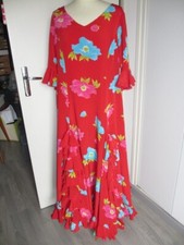 ROBE FLAMENCO/SEVILLANE ROUGE FLEURIE ROSE&BLEU TAILLE 44 COMME NEUVE