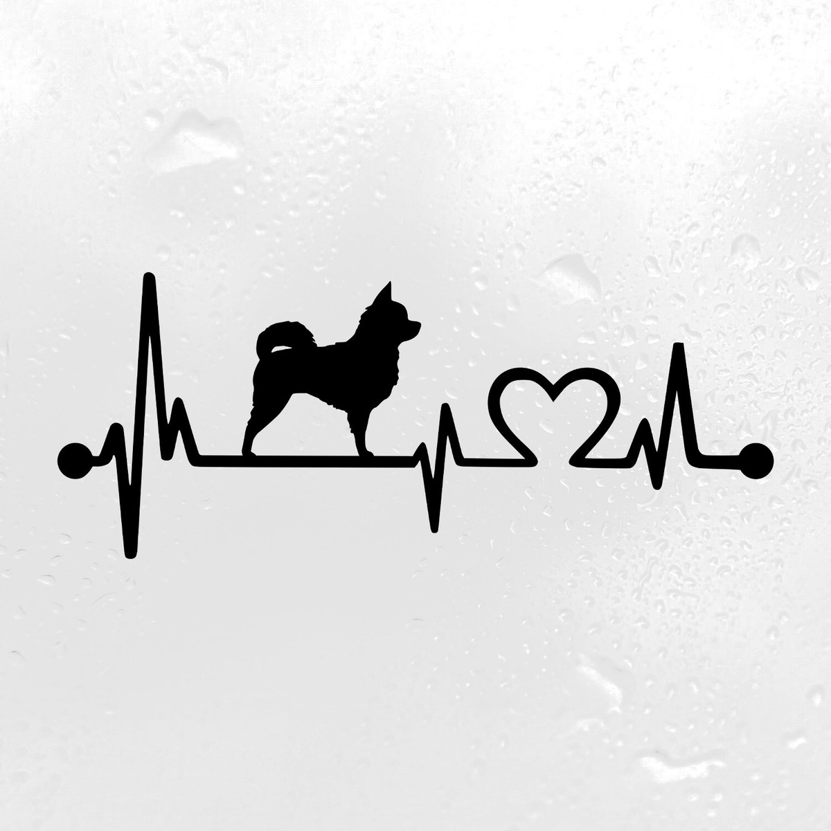 2-Pack Long Hair Chihuahua Heartbeat Car Stickers – 17cm Decal For Windows, Body, JDM Style