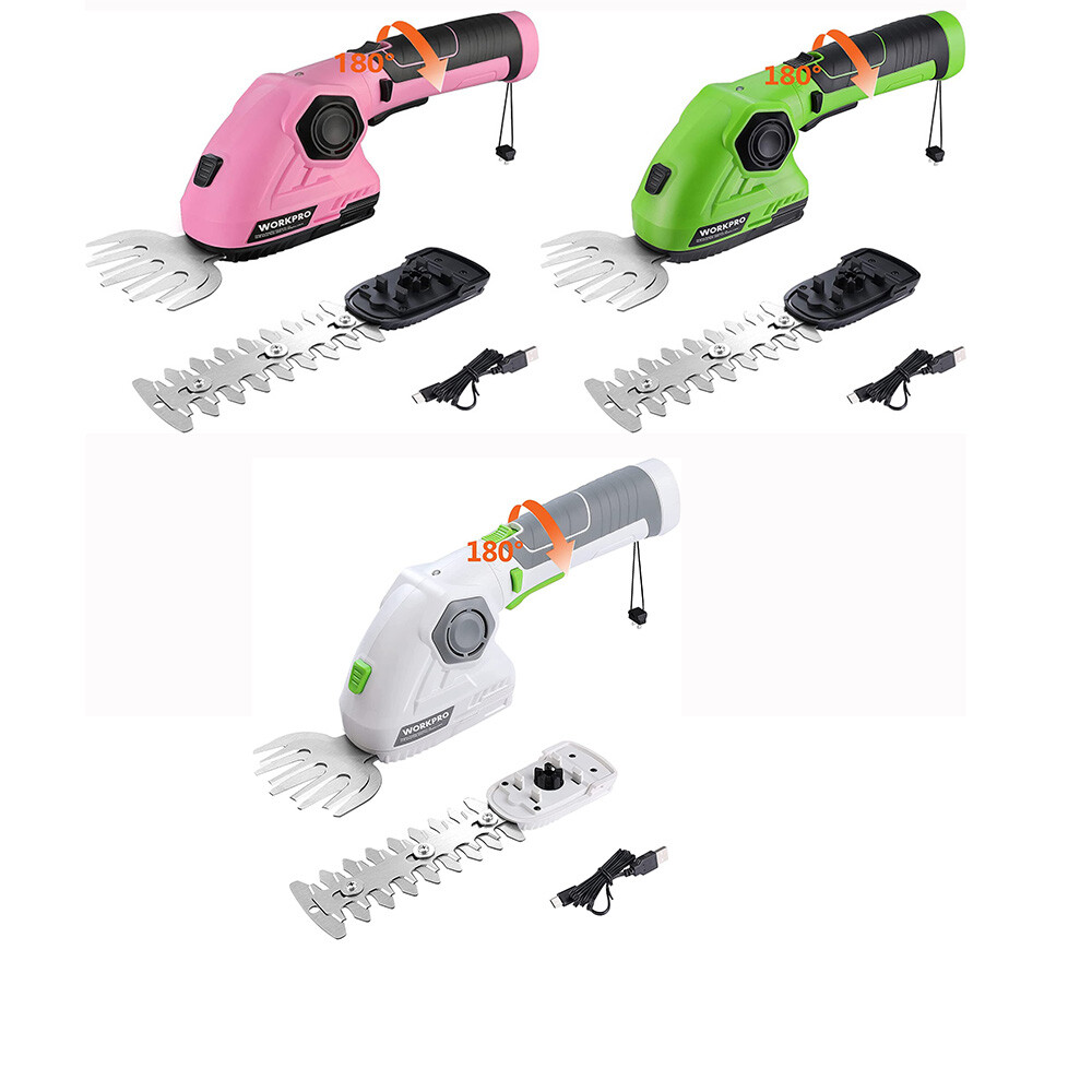 WORKPRO Cordless Grass Shear&Shrubbery Trimmer-2 in 1Handheld Hedge Trimmer 