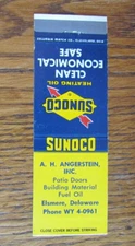ANGERSTEIN SUNOCO GAS STATION MATCHBOOK COVER: ELSMERE, DELAWARE MATCHCOVER -B23