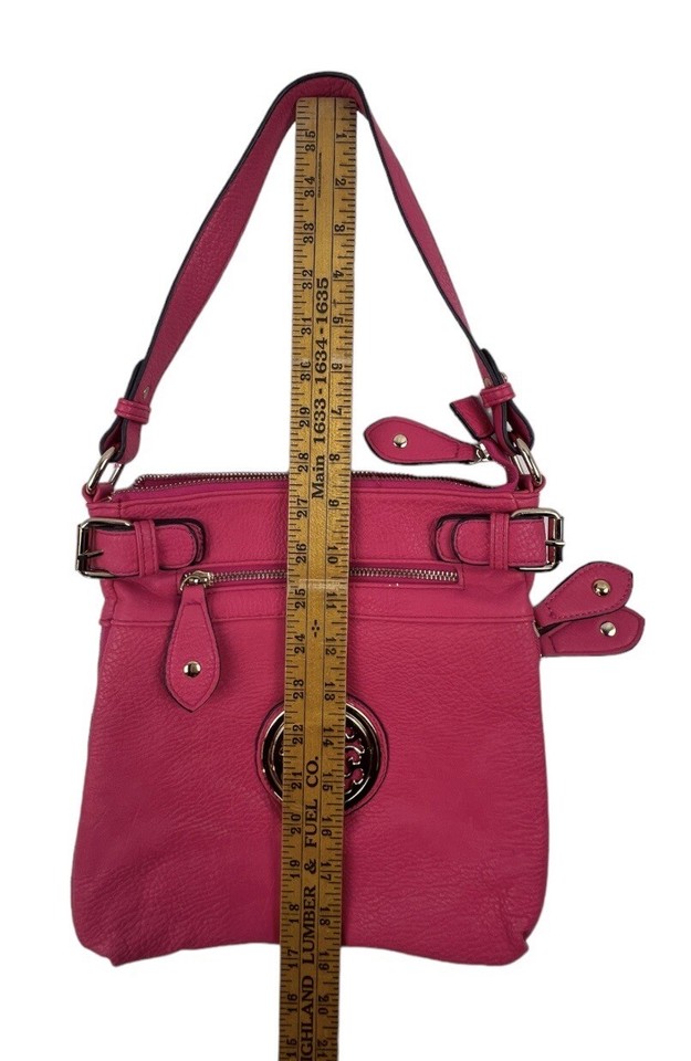 Dasein Shoulder Purses Hot Pink Messenger Multiple Pockets PU Leather