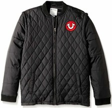 True Religion boy's Black convertible quilted Jacket - youth size 5- Black