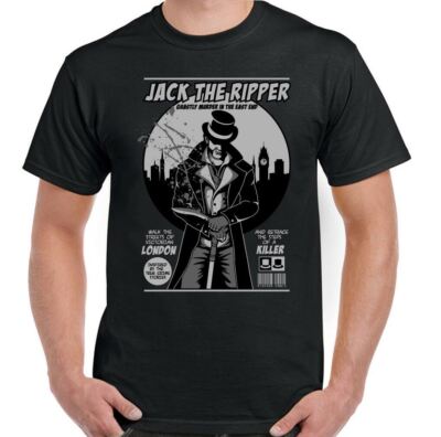 Jack The Ripper T-Shirt Comic Book Style Mens Murder Mystery