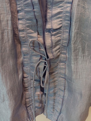 RAFAEL Sz 10 Sheen Light Lavender Long Sleeve Lined Ruffle Women Jacket - Picture 2 of 5
